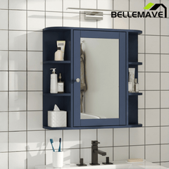 Bellemave® Bathroom Medicine Cabinet, Bathroom Mirror Cabinet Wall Mounted with 6 Adjustable Wood Shelves & Doors, Wall Cabinet with Mirror - Bellemave