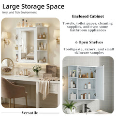 Bellemave® Bathroom Medicine Cabinet, Bathroom Mirror Cabinet Wall Mounted with 6 Adjustable Wood Shelves & Doors, Wall Cabinet with Mirror - Bellemave