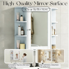 Bellemave® Bathroom Medicine Cabinet, Bathroom Mirror Cabinet Wall Mounted with 6 Adjustable Wood Shelves & Doors, Wall Cabinet with Mirror - Bellemave