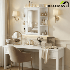 Bellemave® Bathroom Medicine Cabinet, Bathroom Mirror Cabinet Wall Mounted with 6 Adjustable Wood Shelves & Doors, Wall Cabinet with Mirror - Bellemave