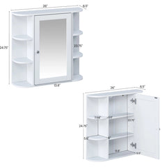 Bellemave® Bathroom Medicine Cabinet, Bathroom Mirror Cabinet Wall Mounted with 6 Adjustable Wood Shelves & Doors, Wall Cabinet with Mirror - Bellemave
