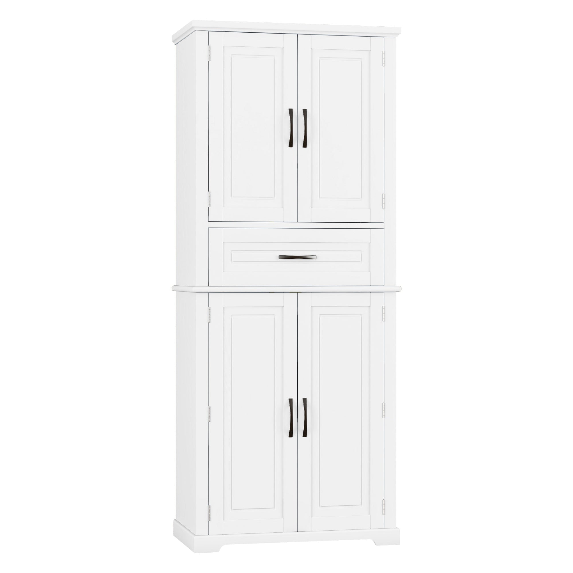 Bellemave® Bathroom Storage Cabinet with 4 Doors, 3 - Tier Racks on Down Doors & Storage Drawer for Bathroom, Living Room & Apartment - Bellemave