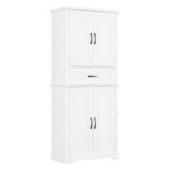 Bellemave® Bathroom Storage Cabinet with 4 Doors, 3 - Tier Racks on Down Doors & Storage Drawer for Bathroom, Living Room & Apartment - Bellemave