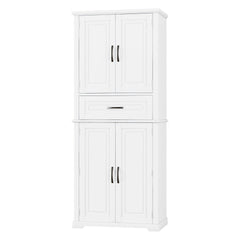 Bellemave® Bathroom Storage Cabinet with 4 Doors, 3 - Tier Racks on Down Doors & Storage Drawer for Bathroom, Living Room & Apartment - Bellemave