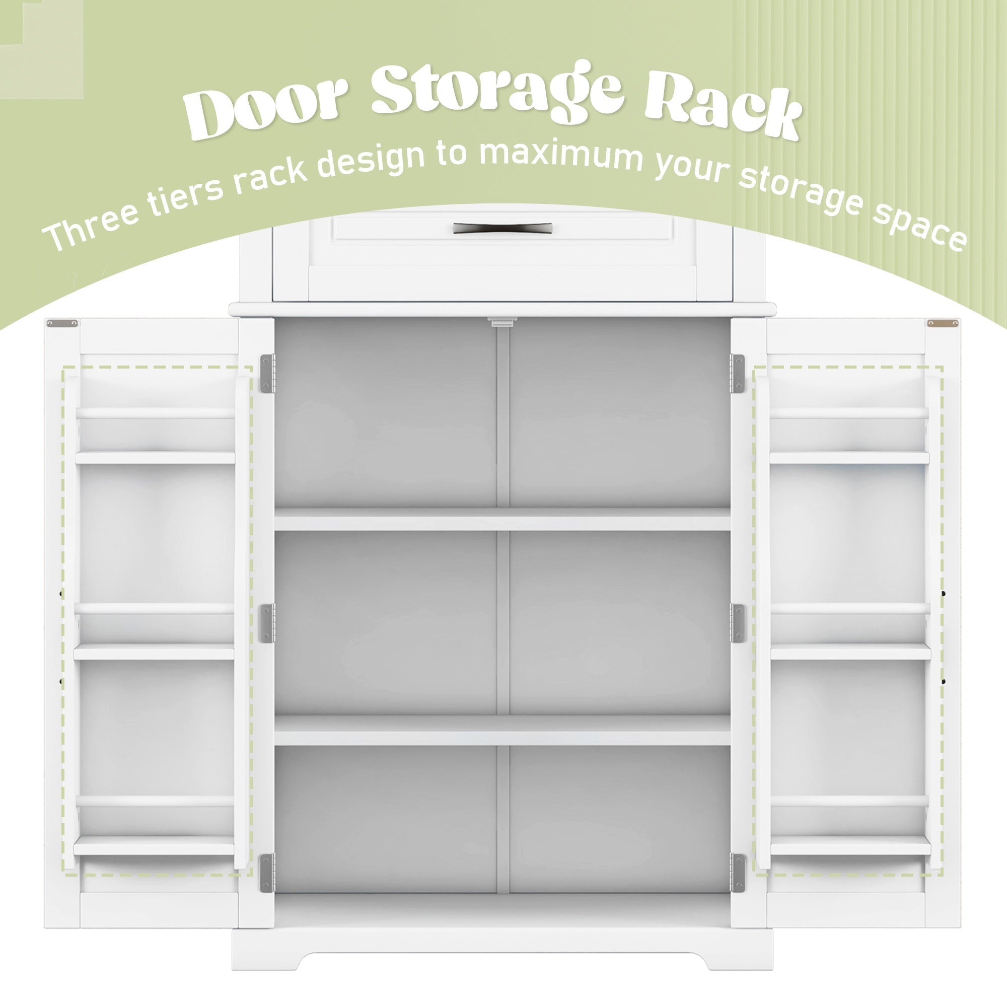 Bellemave® Bathroom Storage Cabinet with 4 Doors, 3 - Tier Racks on Down Doors & Storage Drawer for Bathroom, Living Room & Apartment - Bellemave