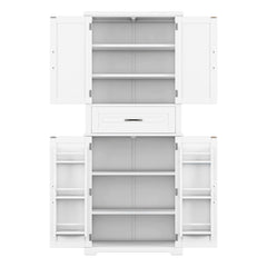 Bellemave® Bathroom Storage Cabinet with 4 Doors, 3 - Tier Racks on Down Doors & Storage Drawer for Bathroom, Living Room & Apartment - Bellemave