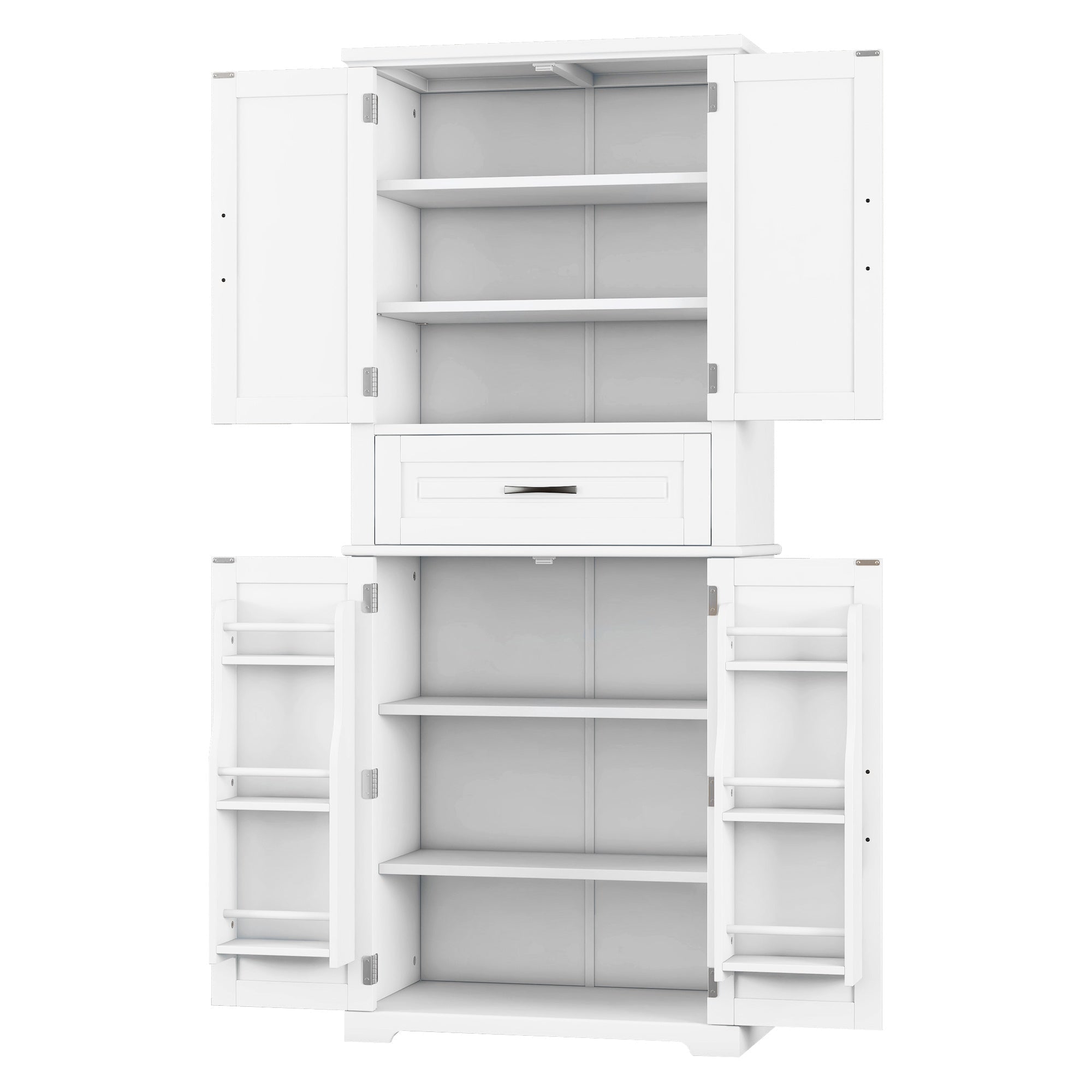 Bellemave® Bathroom Storage Cabinet with 4 Doors, 3 - Tier Racks on Down Doors & Storage Drawer for Bathroom, Living Room & Apartment - Bellemave