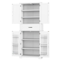 Bellemave® Bathroom Storage Cabinet with 4 Doors, 3 - Tier Racks on Down Doors & Storage Drawer for Bathroom, Living Room & Apartment - Bellemave
