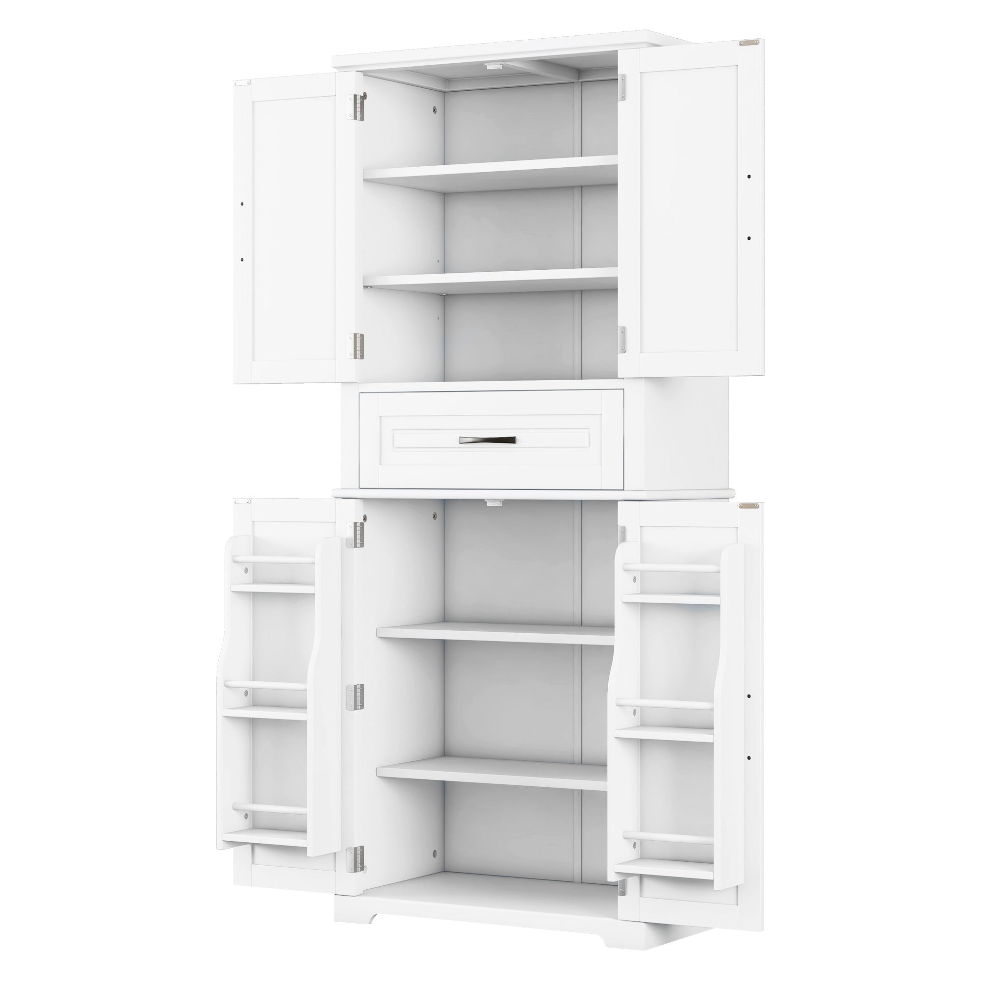 Bellemave® Bathroom Storage Cabinet with 4 Doors, 3 - Tier Racks on Down Doors & Storage Drawer for Bathroom, Living Room & Apartment - Bellemave