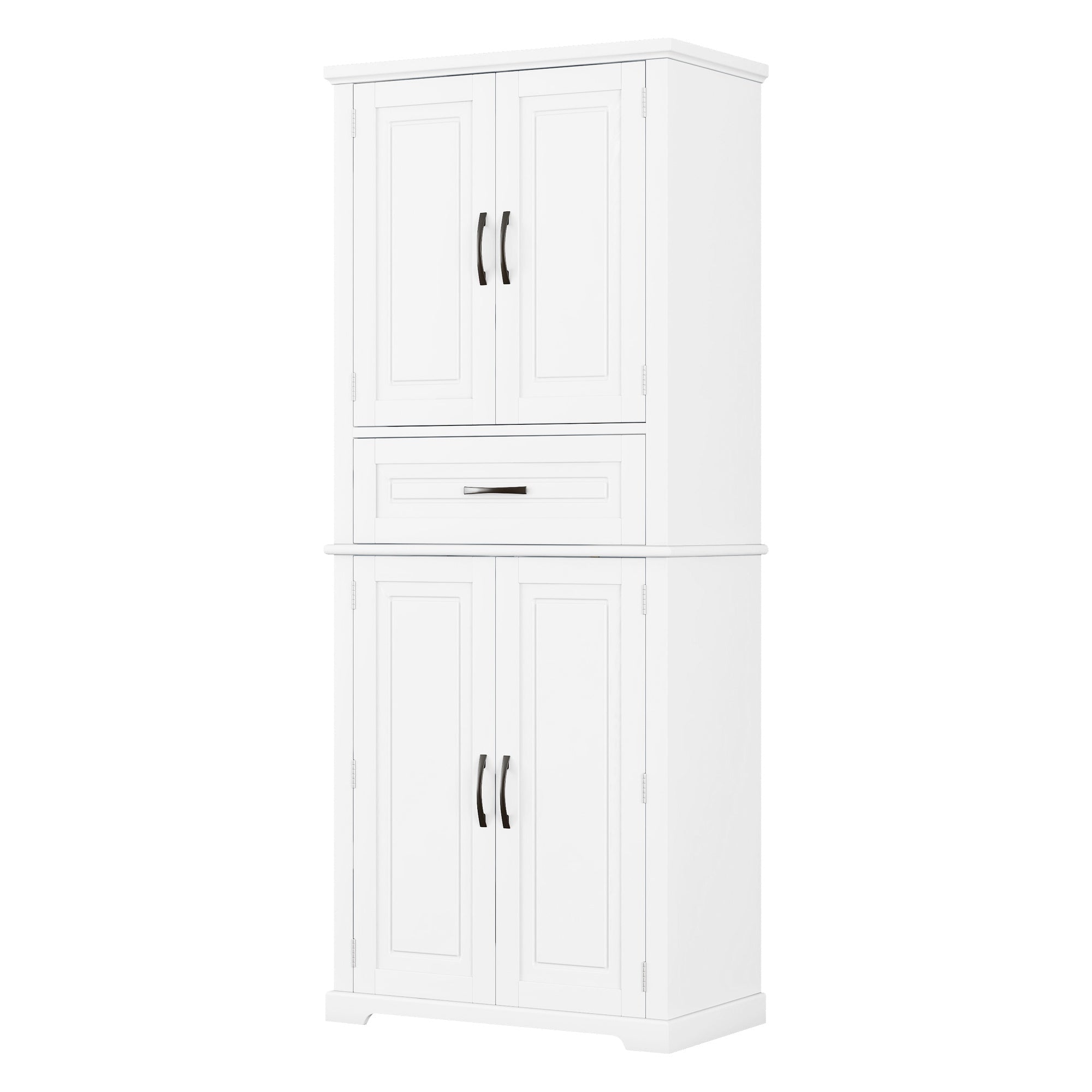 Bellemave® Bathroom Storage Cabinet with 4 Doors, 3 - Tier Racks on Down Doors & Storage Drawer for Bathroom, Living Room & Apartment - Bellemave