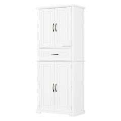 Bellemave® Bathroom Storage Cabinet with 4 Doors, 3 - Tier Racks on Down Doors & Storage Drawer for Bathroom, Living Room & Apartment - Bellemave