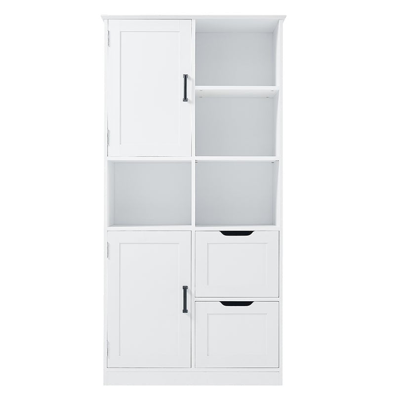 Bellemave® Bathroom Storage Cabinet with Doors and Drawers,Open Shelve and Adjustable Shelf - Bellemave