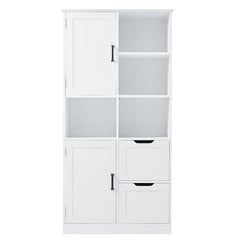 Bellemave® Bathroom Storage Cabinet with Doors and Drawers,Open Shelve and Adjustable Shelf - Bellemave