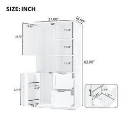Bellemave® Bathroom Storage Cabinet with Doors and Drawers,Open Shelve and Adjustable Shelf - Bellemave