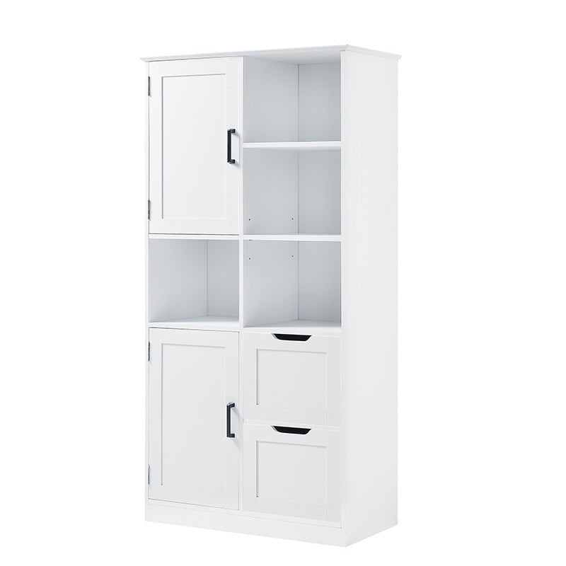 Bellemave® Bathroom Storage Cabinet with Doors and Drawers,Open Shelve and Adjustable Shelf - Bellemave