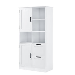 Bellemave® Bathroom Storage Cabinet with Doors and Drawers,Open Shelve and Adjustable Shelf - Bellemave