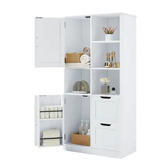 Bellemave® Bathroom Storage Cabinet with Doors and Drawers,Open Shelve and Adjustable Shelf - Bellemave