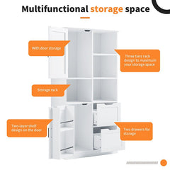 Bellemave® Bathroom Storage Cabinet with Doors and Drawers,Open Shelve and Adjustable Shelf - Bellemave