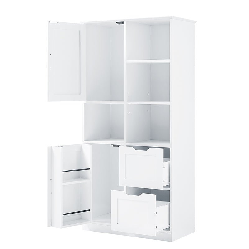 Bellemave® Bathroom Storage Cabinet with Doors and Drawers,Open Shelve and Adjustable Shelf - Bellemave