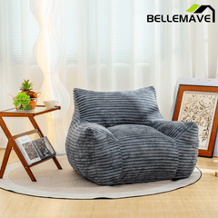 Bellemave® Bean Bag Chair for Adults with Armrests - Oversized Comfy Beige Beanbag Lounge Lazy Floor Sofa Accent Chair for Living Room, Bedroom & Dorm - Bellemave