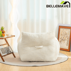 Bellemave® Bean Bag Chair for Adults with Armrests - Oversized Comfy Beige Beanbag Lounge Lazy Floor Sofa Accent Chair for Living Room, Bedroom & Dorm - Bellemave