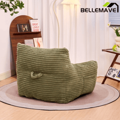 Bellemave® Bean Bag Chair for Adults with Armrests - Oversized Comfy Beige Beanbag Lounge Lazy Floor Sofa Accent Chair for Living Room, Bedroom & Dorm - Bellemave