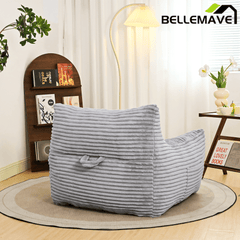 Bellemave® Bean Bag Chair for Adults with Armrests - Oversized Comfy Beige Beanbag Lounge Lazy Floor Sofa Accent Chair for Living Room, Bedroom & Dorm - Bellemave