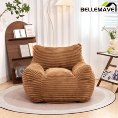 Bellemave® Bean Bag Chair for Adults with Armrests - Oversized Comfy Beige Beanbag Lounge Lazy Floor Sofa Accent Chair for Living Room, Bedroom & Dorm - Bellemave