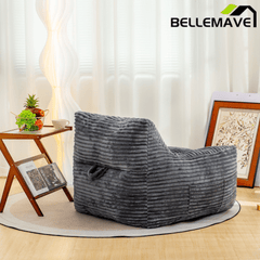 Bellemave® Bean Bag Chair for Adults with Armrests - Oversized Comfy Beige Beanbag Lounge Lazy Floor Sofa Accent Chair for Living Room, Bedroom & Dorm - Bellemave