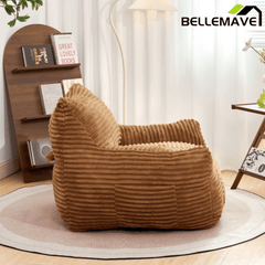 Bellemave® Bean Bag Chair for Adults with Armrests - Oversized Comfy Beige Beanbag Lounge Lazy Floor Sofa Accent Chair for Living Room, Bedroom & Dorm - Bellemave