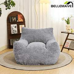 Bellemave® Bean Bag Chair for Adults with Armrests - Oversized Comfy Beige Beanbag Lounge Lazy Floor Sofa Accent Chair for Living Room, Bedroom & Dorm - Bellemave