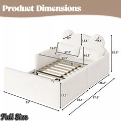 Full size bear shaped upholstered kids bed dimensions