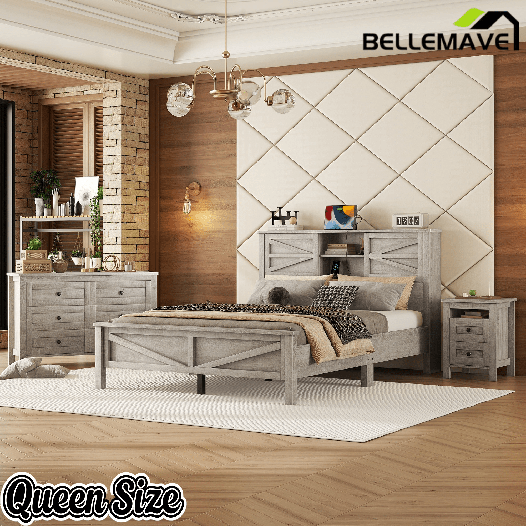 Bellemave® Bedroom Furniture Set, 3 Piece Set - Bellemave