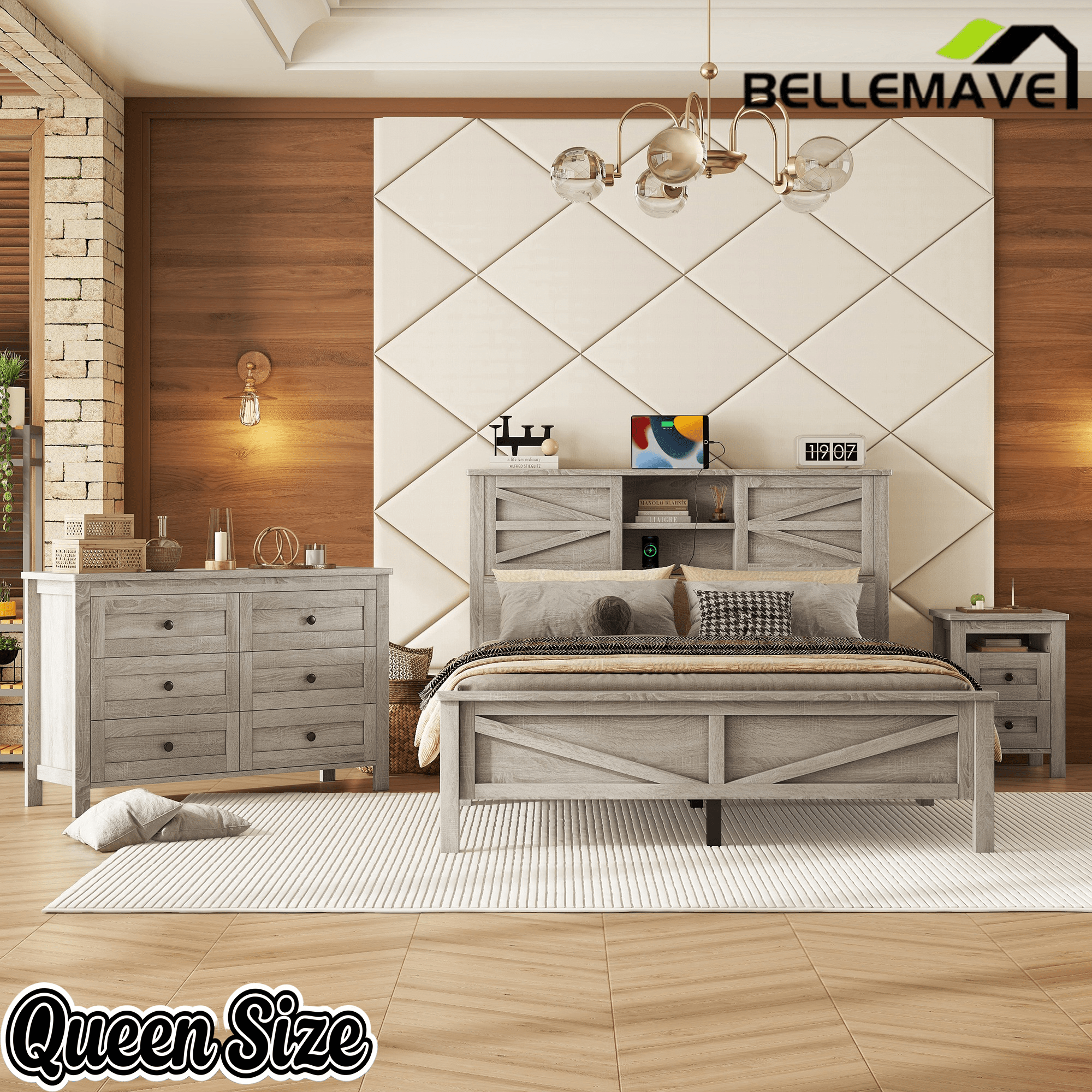 Bellemave® Bedroom Furniture Set, 3 Piece Set - Bellemave
