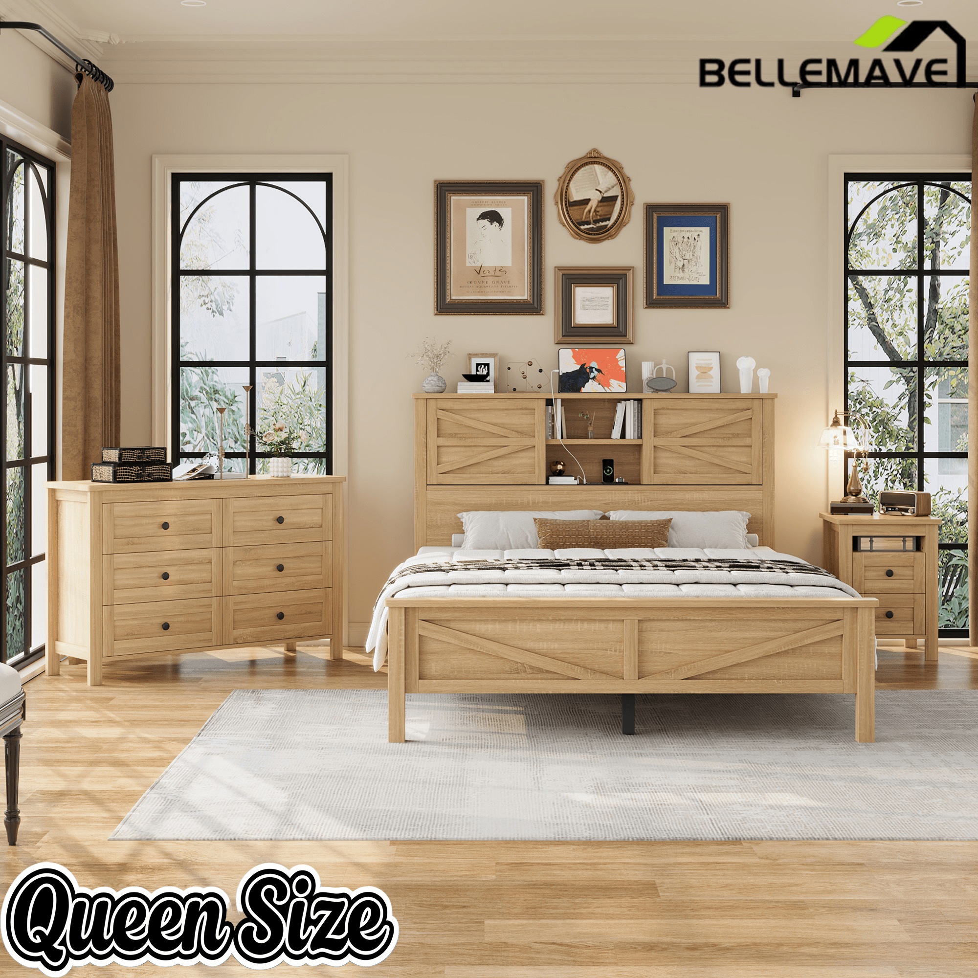 Bellemave® Bedroom Furniture Set, 3 Piece Set - Bellemave
