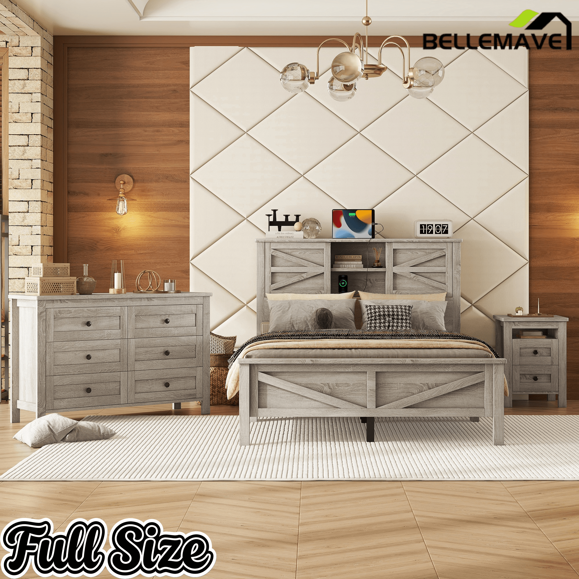 Bellemave® Bedroom Furniture Set, 3 Piece Set - Bellemave