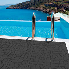 Bellemave® Bellemave® 12" Patio Interlocking Deck Tiles, Stone Texture Outdoor Floor Tiles, Dark Gray 44 Pcs - Bellemave