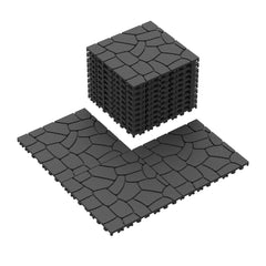 Bellemave® Bellemave® 12" Patio Interlocking Deck Tiles, Stone Texture Outdoor Floor Tiles, Dark Gray 44 Pcs - Bellemave