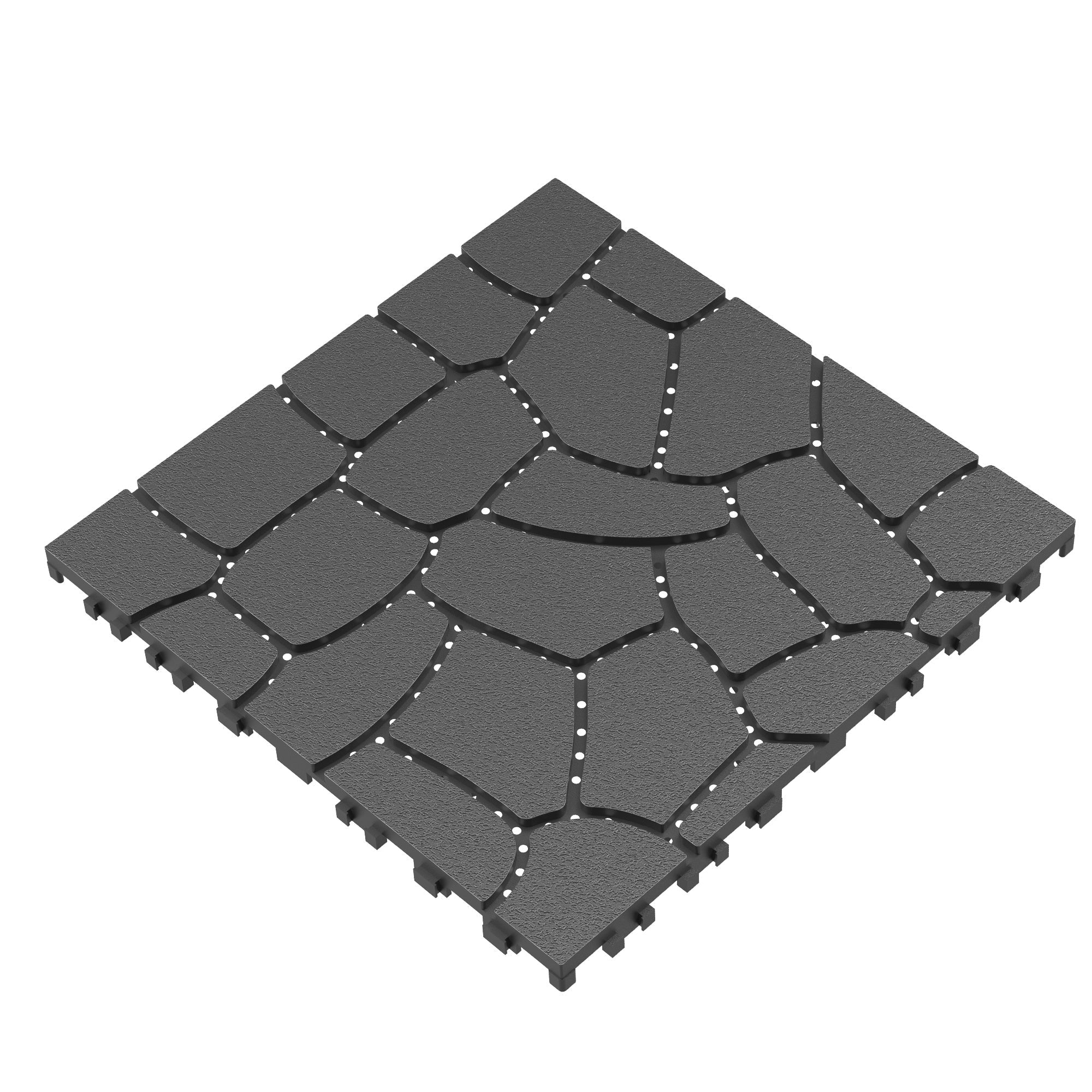 Bellemave® Bellemave® 12" Patio Interlocking Deck Tiles, Stone Texture Outdoor Floor Tiles, Dark Gray 44 Pcs - Bellemave