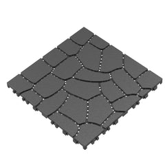 Bellemave® Bellemave® 12" Patio Interlocking Deck Tiles, Stone Texture Outdoor Floor Tiles, Dark Gray 44 Pcs - Bellemave