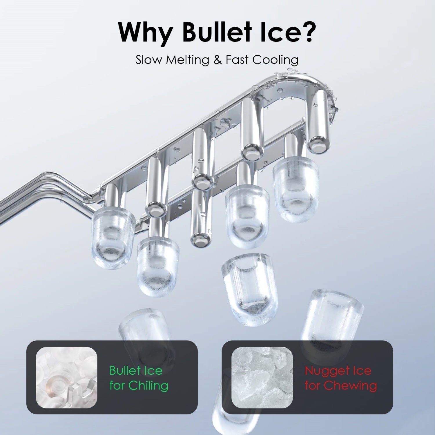 Bellemave® Bellemave® Bullet Ice Maker Machine Countertop, 26 Lbs/Day, 9 Ice Cubes in 6 Mins, Self - Cleaning - Bellemave