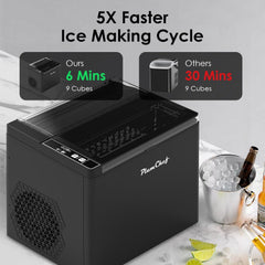 Bellemave® Bellemave® Bullet Ice Maker Machine Countertop, 26 Lbs/Day, 9 Ice Cubes in 6 Mins, Self - Cleaning - Bellemave