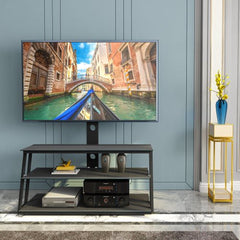 Bellemave® Black Multi - Function Angle And Height Adjustable Tempered Glass TV Stand - Bellemave