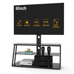 Bellemave® Black Multi - Function Angle And Height Adjustable Tempered Glass TV Stand - Bellemave