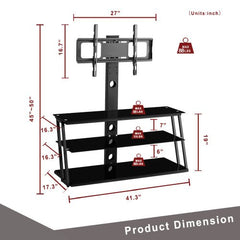 Bellemave® Black Multi - Function Angle And Height Adjustable Tempered Glass TV Stand - Bellemave