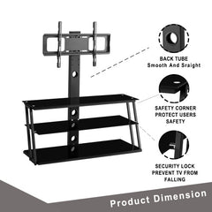 Bellemave® Black Multi - Function Angle And Height Adjustable Tempered Glass TV Stand - Bellemave