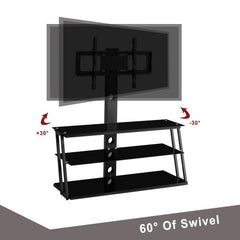 Bellemave® Black Multi - Function Angle And Height Adjustable Tempered Glass TV Stand - Bellemave