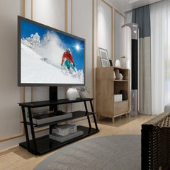 Bellemave® Black Multi - Function Angle And Height Adjustable Tempered Glass TV Stand - Bellemave