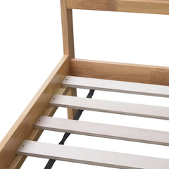 Bellemave® Boho Bed Frame with Rattan Headboard, Solid Wood Bed Frame with Wood Legs & Storage Underneath - Bellemave