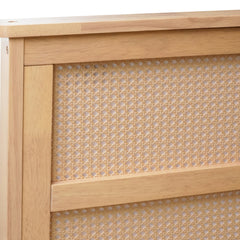 Bellemave® Boho Bed Frame with Rattan Headboard, Solid Wood Bed Frame with Wood Legs & Storage Underneath - Bellemave